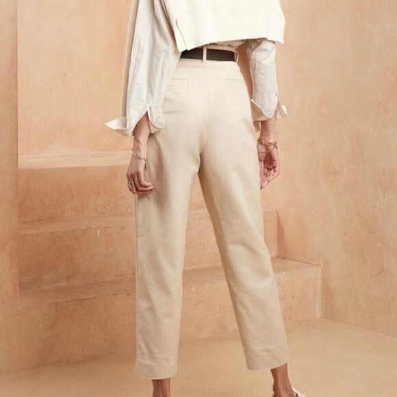 Banana Republic High Rise Pleated Crop Balloon Leg Chino Pants Size 0 RT$100 NWT - Picture 3 of 8